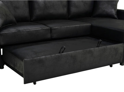 Upholstered Sectional With Pull-Out Bed And Chaise Storage