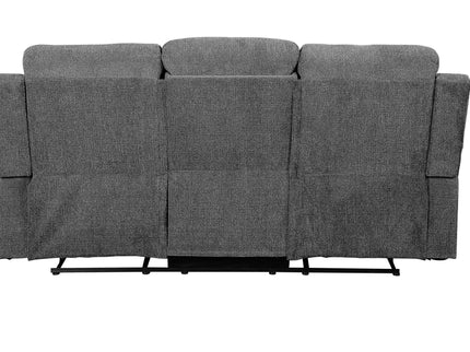 Kalen - Chenille Sofa With Drop Down Table - Gray