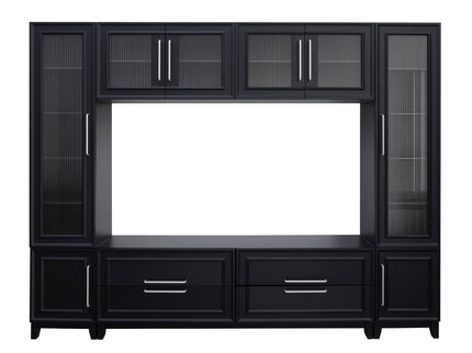 Wall Unit Modern Entertainment Center With Glass Doors