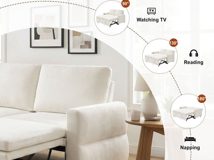 Convertible Sofa Bed Loveseat With Adjustable Backrest And USB Ports