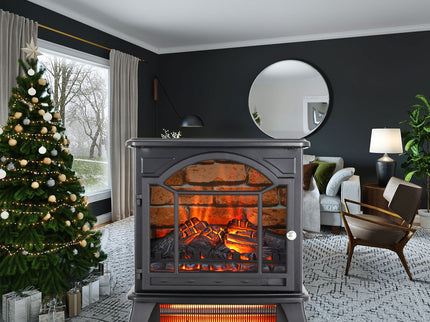 3D Flame Electric Infrared Quartz Fireplace Stove With Remote Control