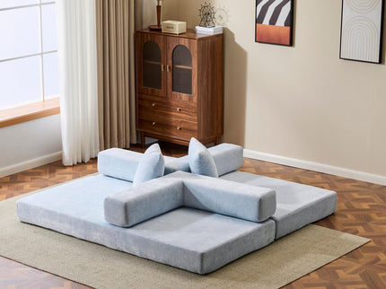 Convertible Floor Sofa Bed With Pillow Back Support Armrest