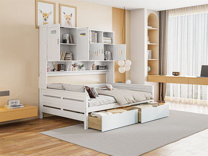 Daybed With All-In-One Cabinet And Shelf