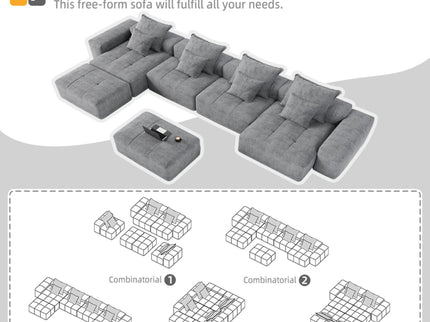Modern Oversized Diy Combination Modular Sectional Sofa With Pillows