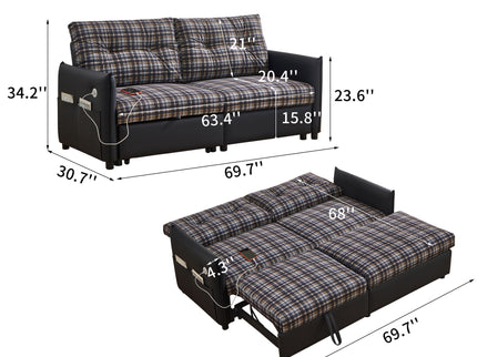 Sleeper Sofa, Expandable Sectional With Ottoman For Living Room