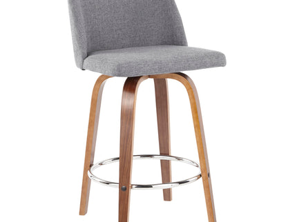 Toriano - Mid-Century Modern Fixed Height Counter Stool With Round Footrest (Set of 2)