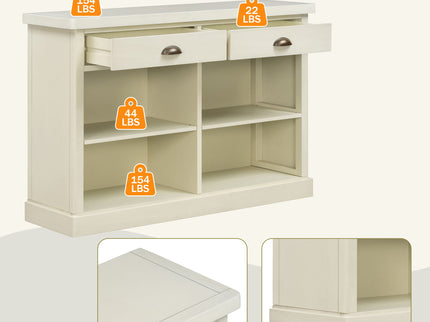 Console Table With 2 Drawers And Open Shelves