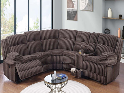U-Shaped Sectional Sofa With Console Cup Holder, Storage Drawer, Manual Reclining