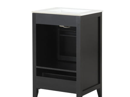 20" Bathroom Vanity With Sink Cabinet With Soft Closing Door, Drawer & Storage Rack - Black