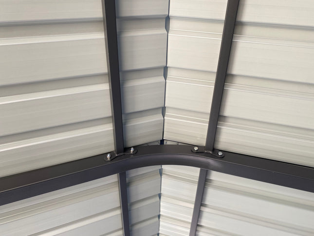 Metal Carport 12 X 20 Ft Heavy Duty With Galvanized Steel Roof Metal Garage Canopy With Galvanized Steel Roof & Frame Car Tent Outdoor Storage Shed For Car Boats And Truck - Alabaster / Dark Gray