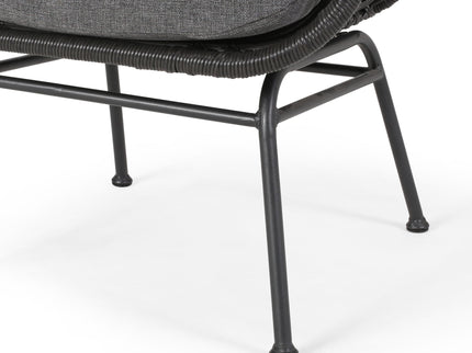 Modern Aesthetic Outdoor Rattan Accent Chair With Metal Legs