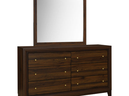Anza - 6 Drawer Dresser With Mirro - Walnut