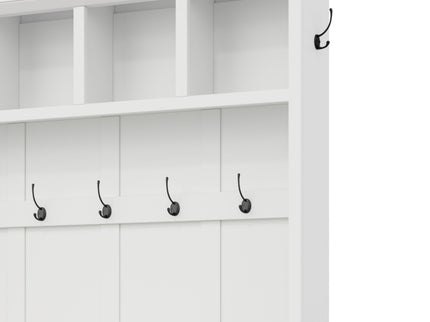 Hall Tree With Storage Bench Mudroom Coat Rack With 6 Hooks