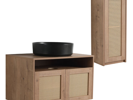 Bathroom Vanity With Art Sink And Side Cabinet, Float Mounting Design
