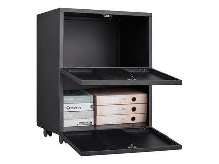 Office Furniture Copier Cabinet 2 Door Steel Copier Stand Mobile Pedestal File Printer Stand - Black