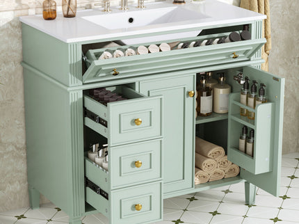 Bathroom Vanity With Sink, 3 Drawers & 2 Soft-Close Doors