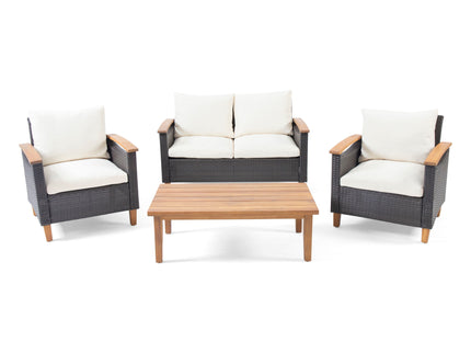 Isla - Transitional Chat Set With Water Resistant Cushions - Teak