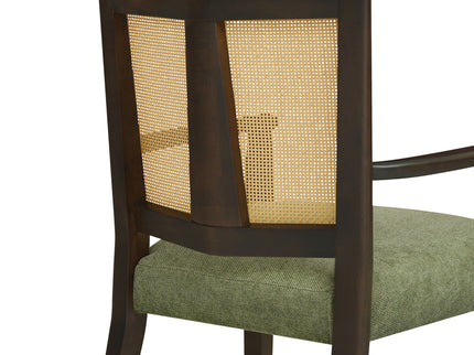 Mid Century Modern Arm Dining Chair Set With Rattan Backrest