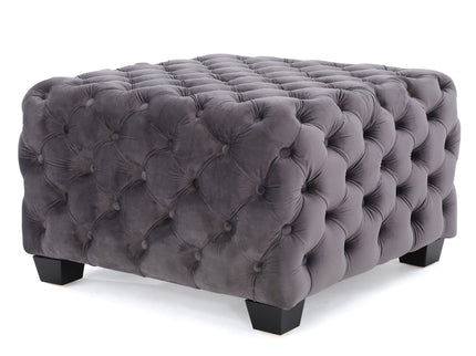 Modern Glam Ottoman With Upholstery And Button Tufted Design