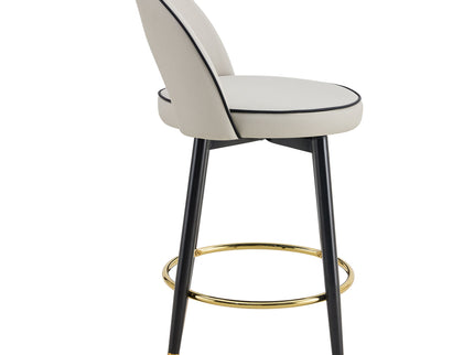Modern Upholstered 360° Rotatable Bar Chair With Metal Legs For Dining Room (Set of 2)