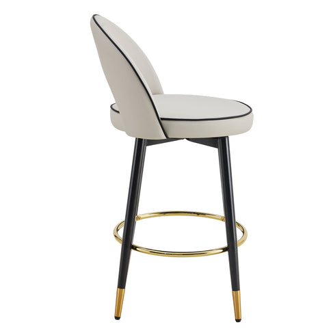 Modern Upholstered 360° Rotatable Bar Chair With Metal Legs For Dining Room (Set of 2)