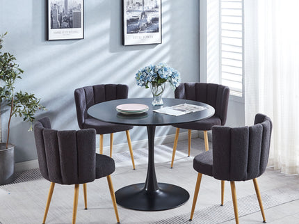 Modern Dining Chair (Set of 2) With Iron Tube Wood Color Legs, Shorthair Cushions And Comfortable Backrest, Suitable For Dining Room, Living Room, Cafe, Simple Structure