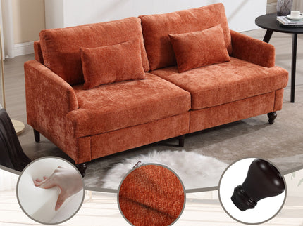 Mid Century Modern Fabric Loveseat Sofa, 2 Seat Upholstered Couch