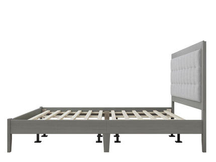 Mid Century Modern Platform Bed With Upholstered Headboard