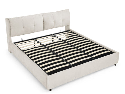 Storage Upholstered Hydraulic Platform Bed With Integrated Headboard