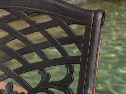 Luminea - Outdoor Aluminum Dining Chair With Scroll Design, Lattice Pattern And Cabriole Legs - Copper