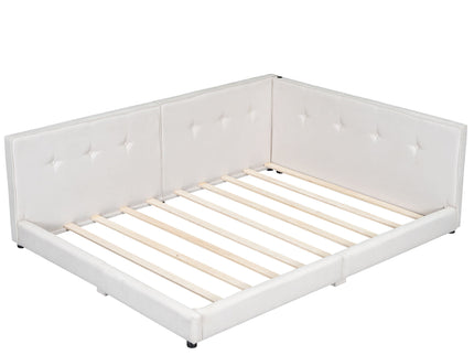 Modern Upholstered Platform Bed With USB Ports And LED Belt