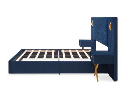 Comfortable Upholstered Bed With Vertical Channel Tufted Wingback Headboard