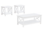 White / 3 Pc. Coffee Table, 2 End Tables