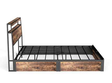 Frame With Hydraulic Lift Storage, RGB LED Lights & Multi-Port Charging, No Box Spring Needed
