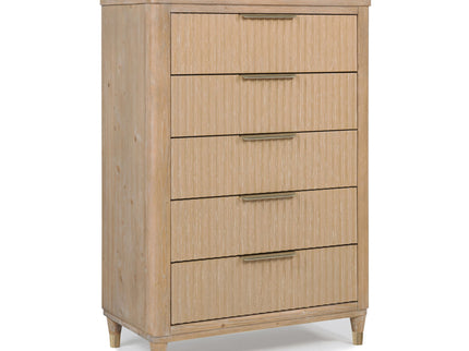 Tall Chest With Full Extension Glides And Accents, Storage Cabinet - Natural Wood