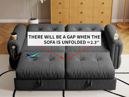 2 In 1 Convertible Sofa Bed For Living Room - Dark Gray - Fabric