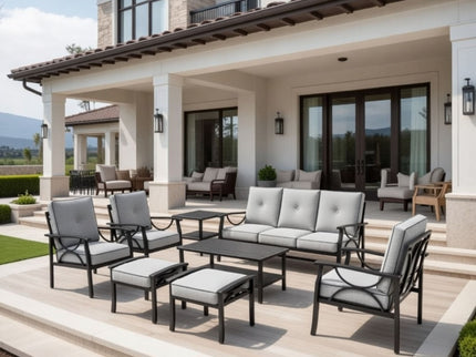 Patio Furniture Set, Coffee Table And Cushions For Backyard