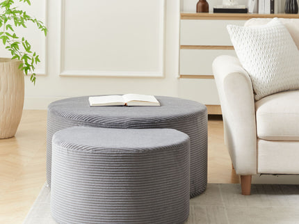 Modern Upholstered Round Coffee Table For Living Room (Set of 2)