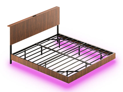 Floating Bedstead With Charging Station And LED Lights