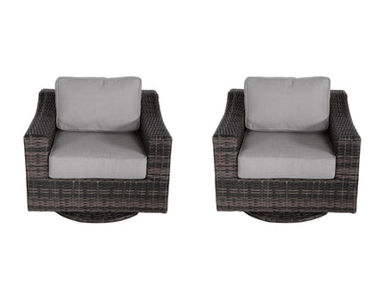 Outdoor Swivel Patio Chair With Cushions (Set of 2) - Brown