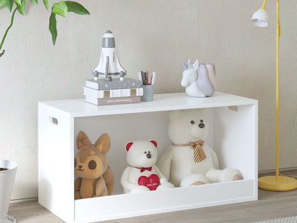 Open Toy Storage Box For Kids, Organizer Bin For Plush Toys, Books - White