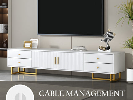 TV Media Console Table, TV Stand With Storage For Living Room - White