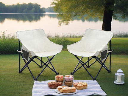 2 Pieces Outdoor Camping Chairs Folding / Portable, Comfortable Seating, Durable Steel Fram