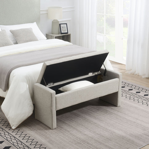Modern Upholstered Large Bed End Bench With Storage