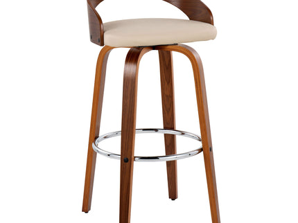 Grotto - Contemporary Fixed Height Barstool With Swivel With Round Footrest (Set of 2)