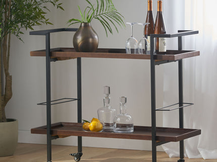 Modern Industrial Bar Cart With Shelving And Casters