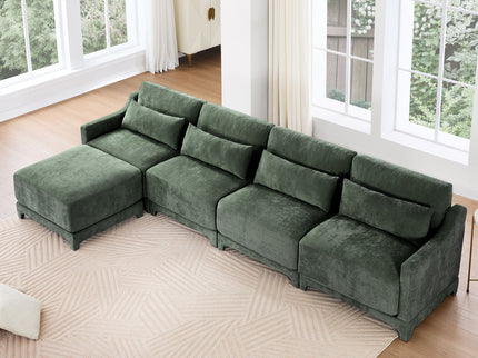 Stylish Sofa With Ottoman And Lumbar Pillows, Ergonomic Design