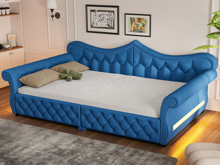 Upholstered Daybed With LED Lighting And Nailhead Trim