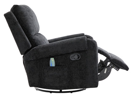 Manual Recliner Massage Chair With Swivel Rocker, 8 Massage Modes, Side Storage Pocket