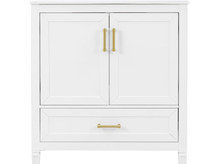 Elegant Fluted Bathroom Vanity With Sink, Soft Close Doors & Drawer